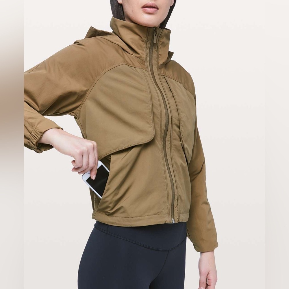 LULULEMON Always Effortless Jacket Brown Green Utility Hooded Athletic Walking 2 - Picture 5 of 15